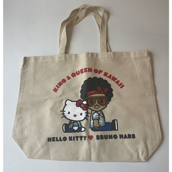 BRUNO‎ MARS HELLO KITTY Collaboration Tote Bag 2024 VEGAS HK Cafe Authentic READ - Picture 2 of 10